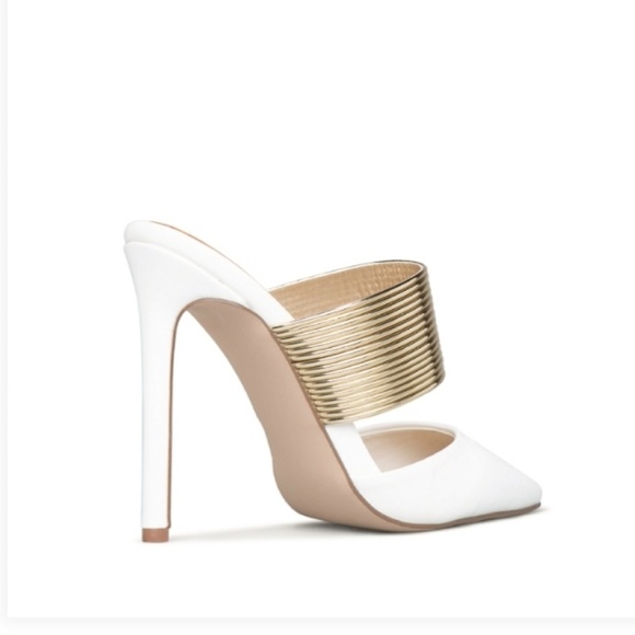 Stiletto Mule in white and gold - Picture 2 of 3